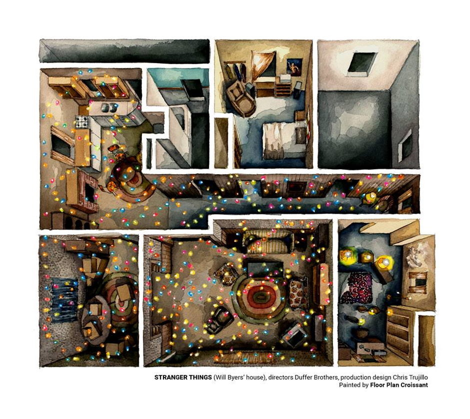 De 'La La Land' a 'Stranger Things': las casas más famosas de la ficción pintadas con acuarela