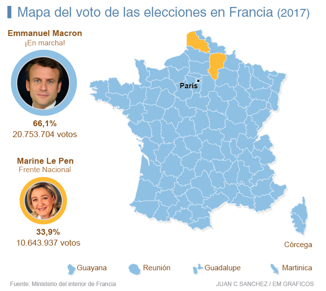 Imagen del día: mapa del voto de las elecciones en Francia
