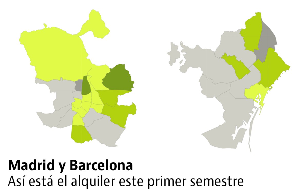 Sant Andreu y Tetuán, los distritos de Barcelona y Madrid donde más baja el alquiler