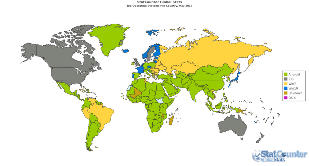 Imagen del día: el mapa mundial de Android e iOS