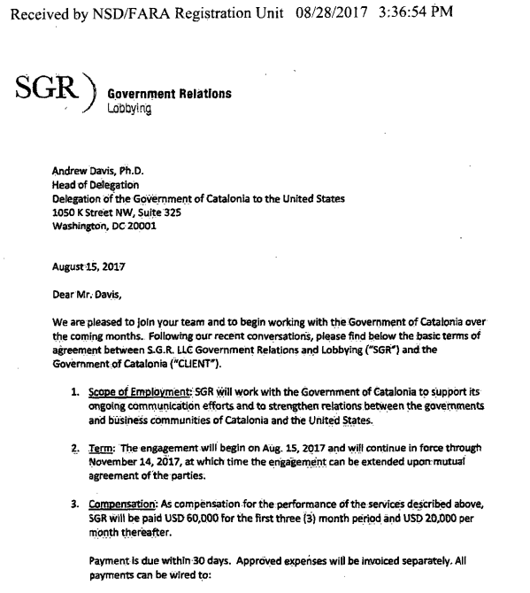 Cataluña gasta un 1 millón de dólares en su 'embajada' en EEUU desde 2016