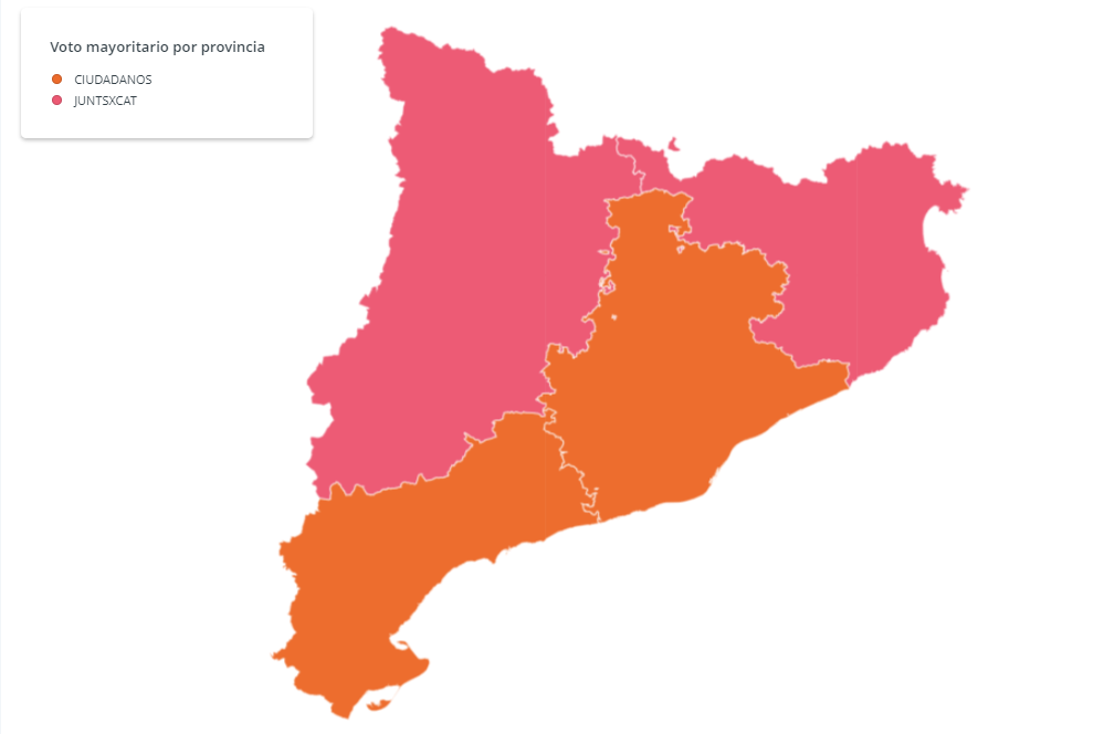 Imagen del día: Así queda el mapa de Cataluña tras los resultados del 21D