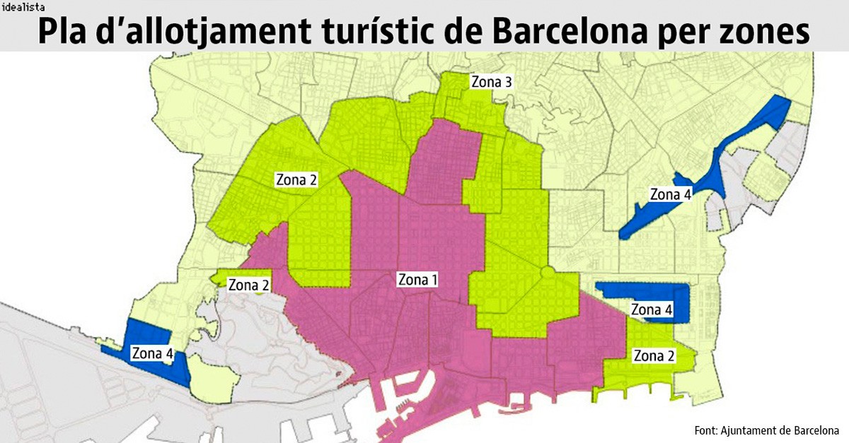 Zones establertes al Pla Especial Urbanístic d’Allotjaments Turístics de Barcelona