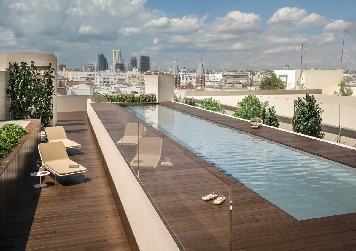 Piscina en la azotea del edificio