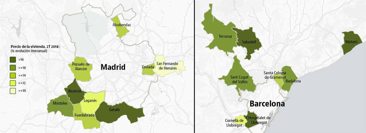 De L’Hospitalet a Alcorcón: así está el precio de las casas en la periferia de Barcelona y Madrid