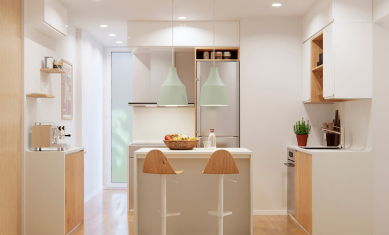 5 trucos útiles de decoración para cocinas estrechas y pequeñas