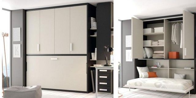 La cama en la pared, el suelo o el techo