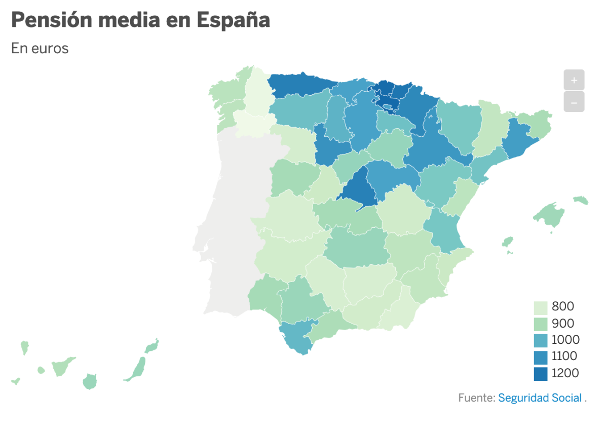 Imagen del día: La media de las pensiones ya es de 1.000 euros en 12 provincias
