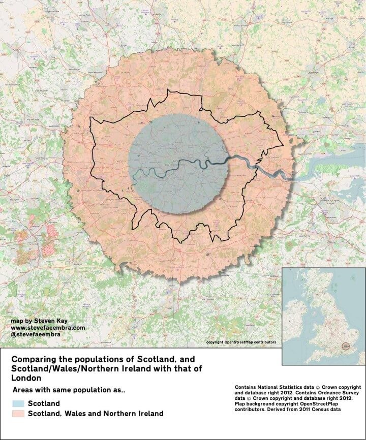 Imagen del día: la población de Escocia frente a la de Londres