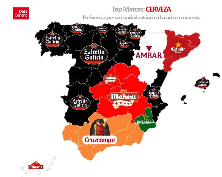 Imagen del día: mapa de las marcas de cerveza favoritas en cada CCAA