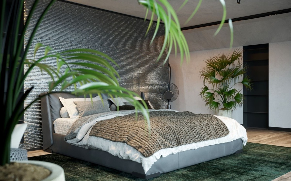 Um dos quartos com casa de banho privada