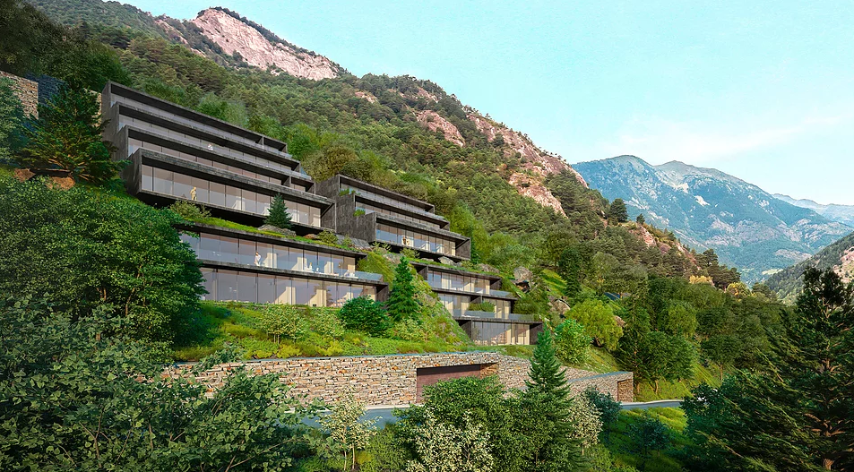 Estas espectaculares viviendas diseñadas por Rafael de La-Hoz en Andorra parecen brotar de la montaña