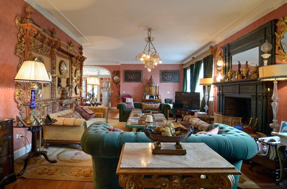 Classic living room with chimney