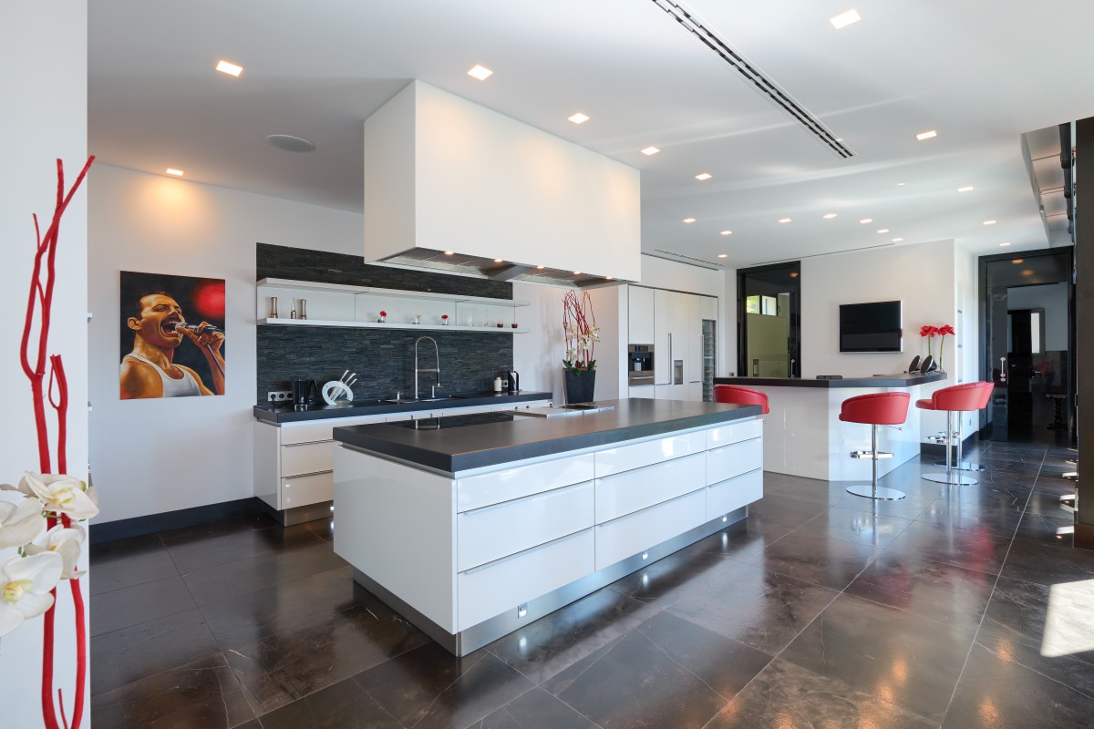 Open space kitchen with modern appliances