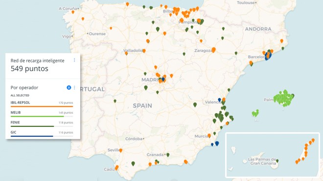 Imagen del día: los puntos de recarga de vehículos eléctricos en España