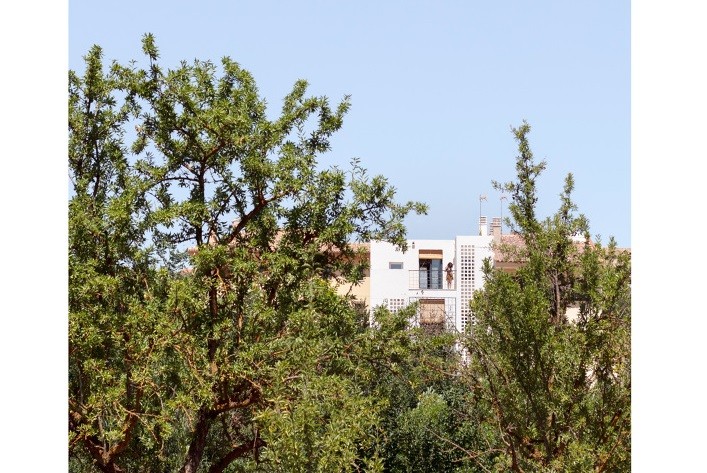 La casa, escondida entre los árboles