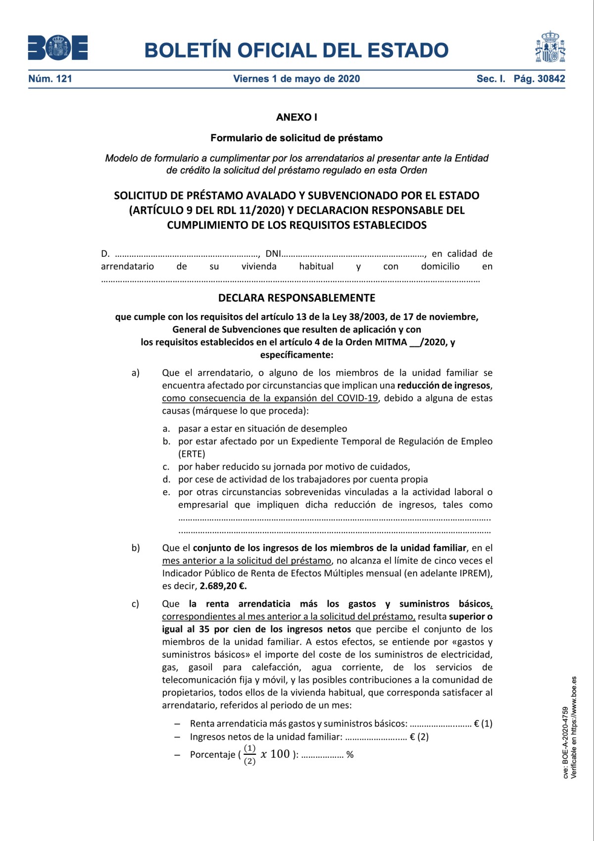 Así es la solicitud que debes rellenar para conseguir un microcrédito del ICO para pagar el alquiler