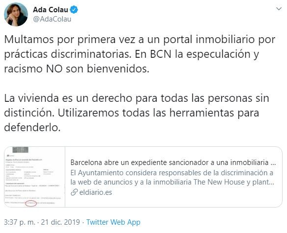 El Ayuntamiento de Barcelona considera que idealista es una agencia inmobiliaria