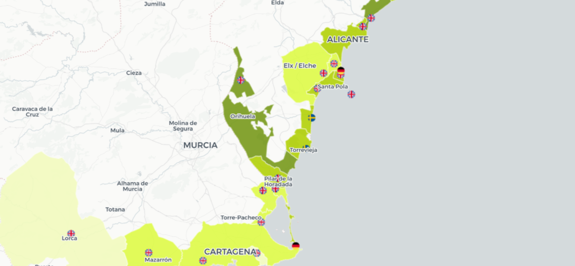 Así se reparten los extranjeros las viviendas de la costa española este verano
