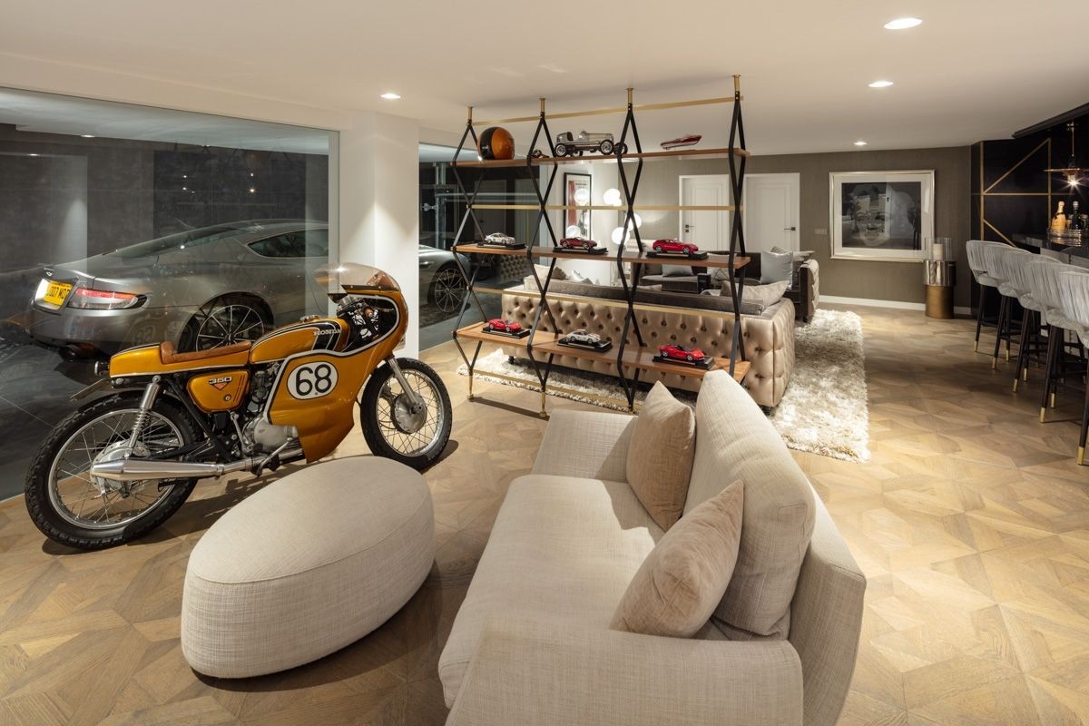 The basement is home to a luxury hideaway and connecting garage