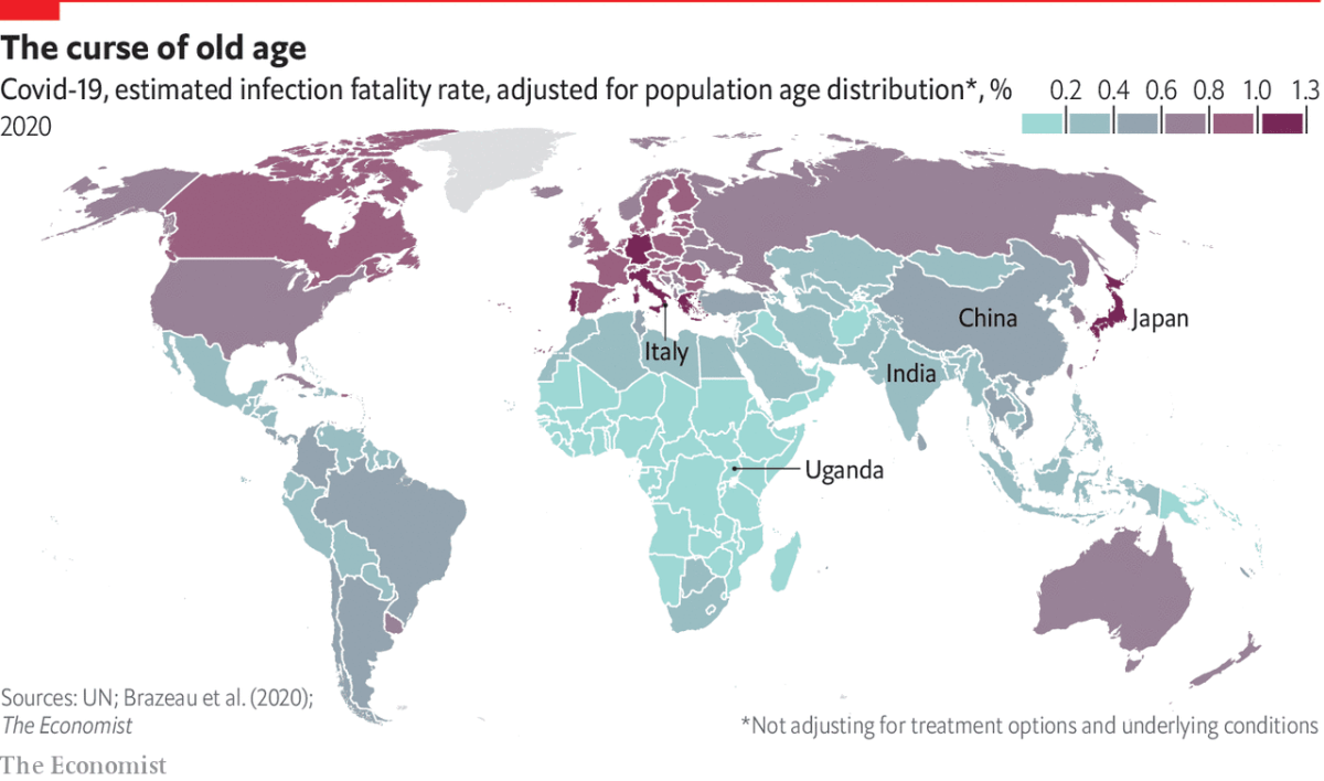 Imagen del día: Los países desarrollados más vulnerables al covid-19 (por la edad de su población)