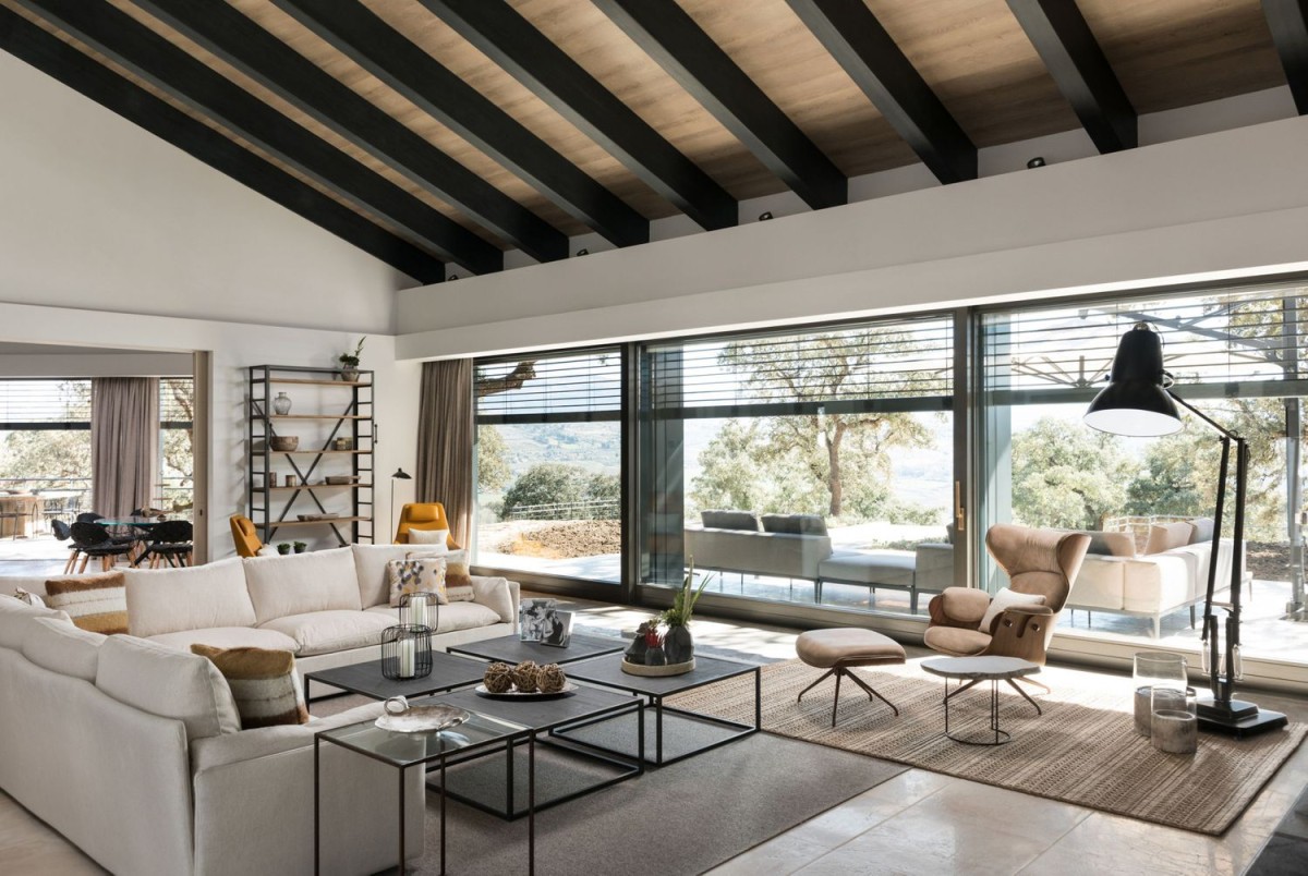 Il soffitto del soggiorno ha bellissime caratteristiche in legno Il soffitto del soggiorno ha bellissime caratteristiche in legno