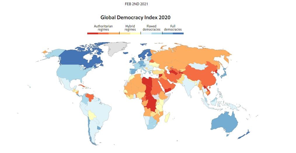 Imagen del día: el nivel de la democracia retrocede en el mundo