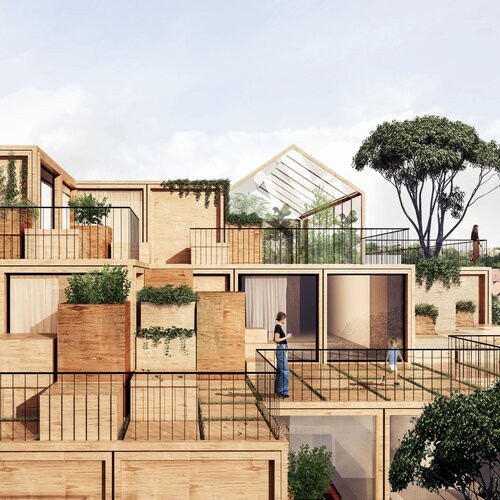 Usa módulos prefabricados de madera