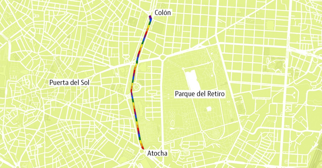 Route map of Madrid's 2021 Pride parade