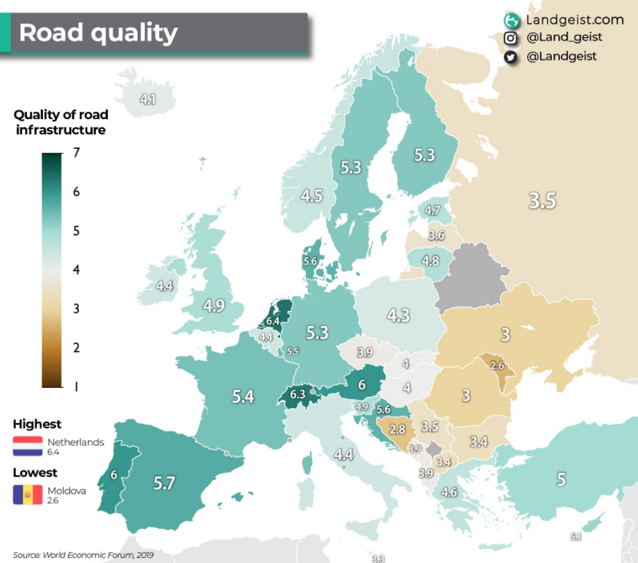 Imagen del día: España, entre los países europeos con mejores carreteras