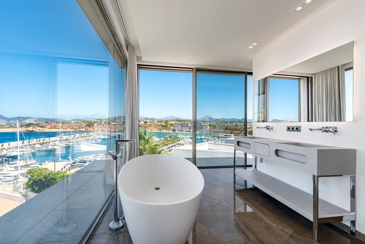 Luxury bathroom with views