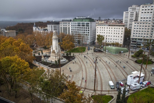 Eine Luftaufnahme des Platzes