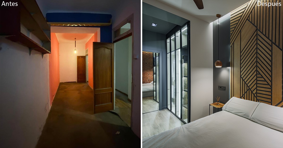 Antes y después de un semisótano de 86 m2 reconvertido en un piso de diseño