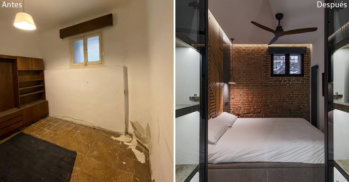 Antes y después de un semisótano de 86 m2 reconvertido en un piso de diseño