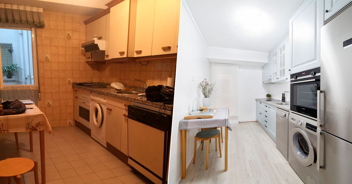 Antes y después de un piso de 60 m2 reformado por poco dinero y listo para alquilar