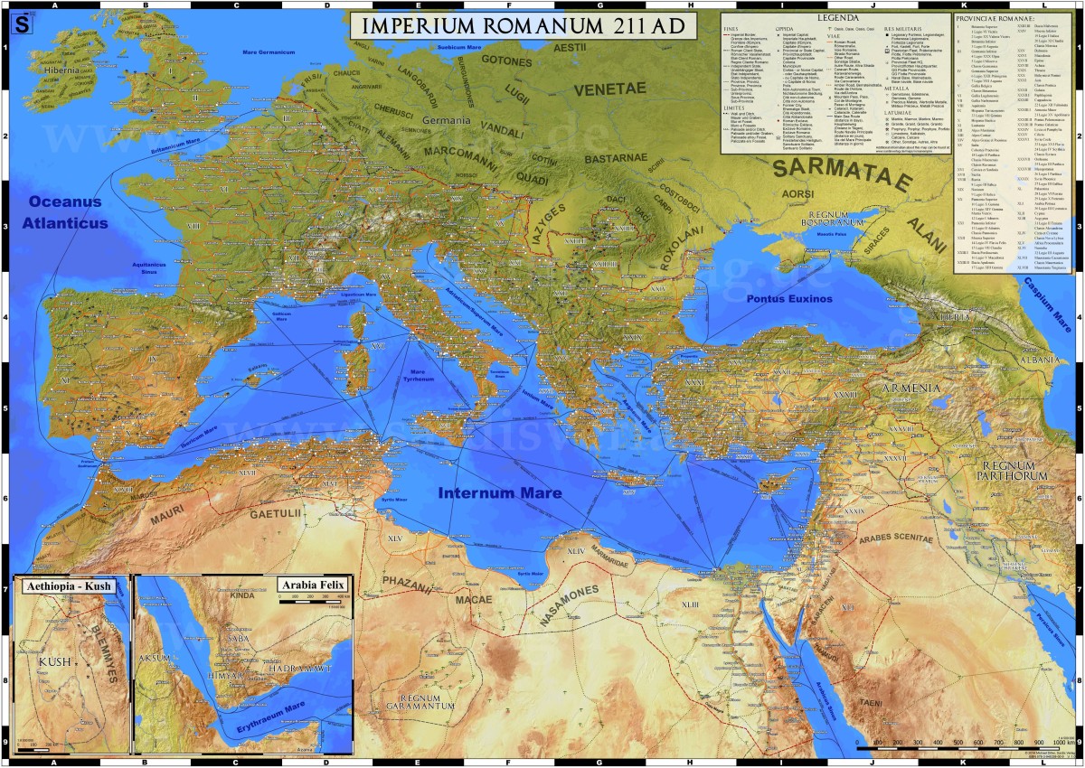 Mapa del Imperio Romano en 211 d.C