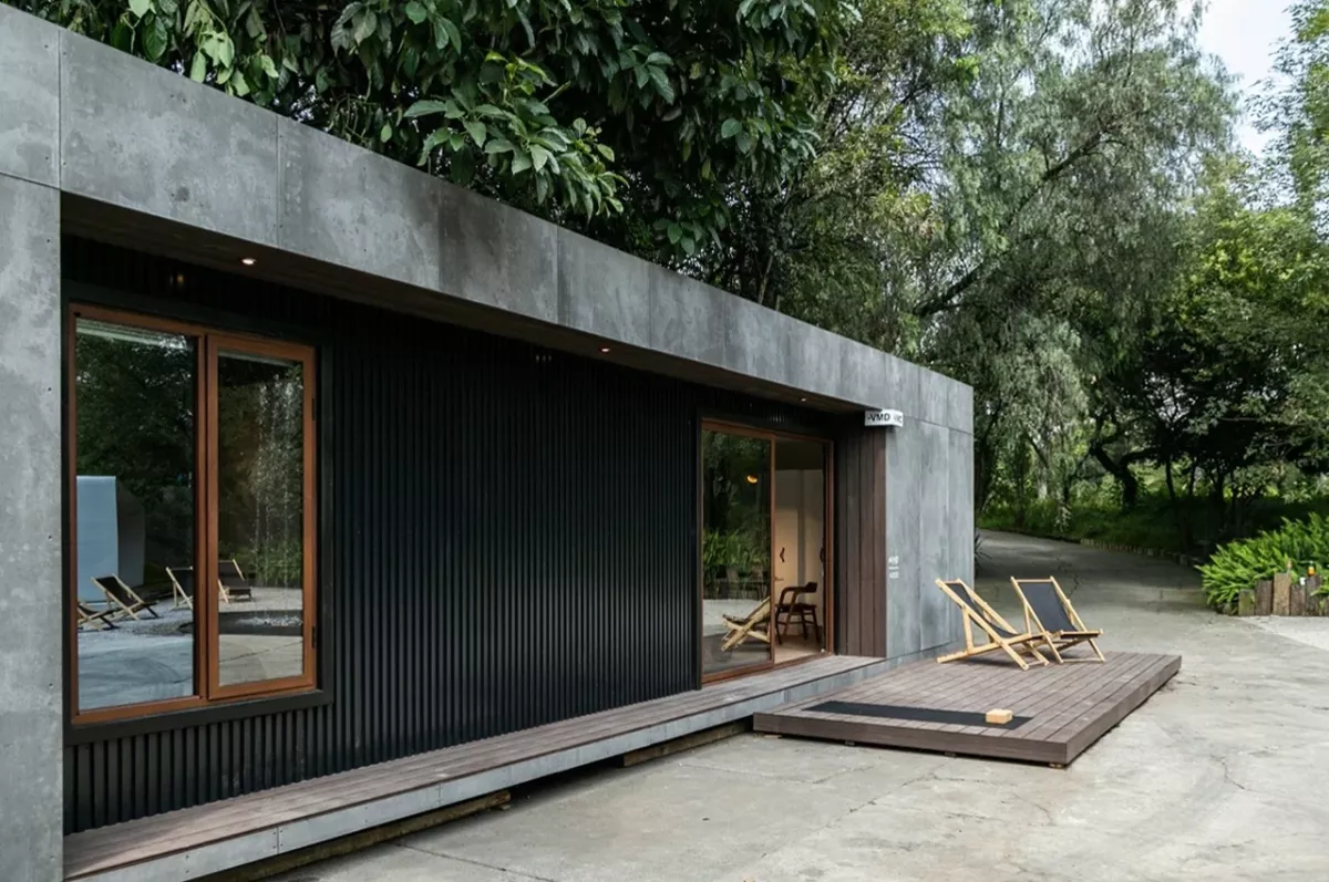 Minicasa prefabricada de líneas rectas