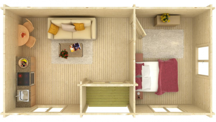 The interior of this prefab house