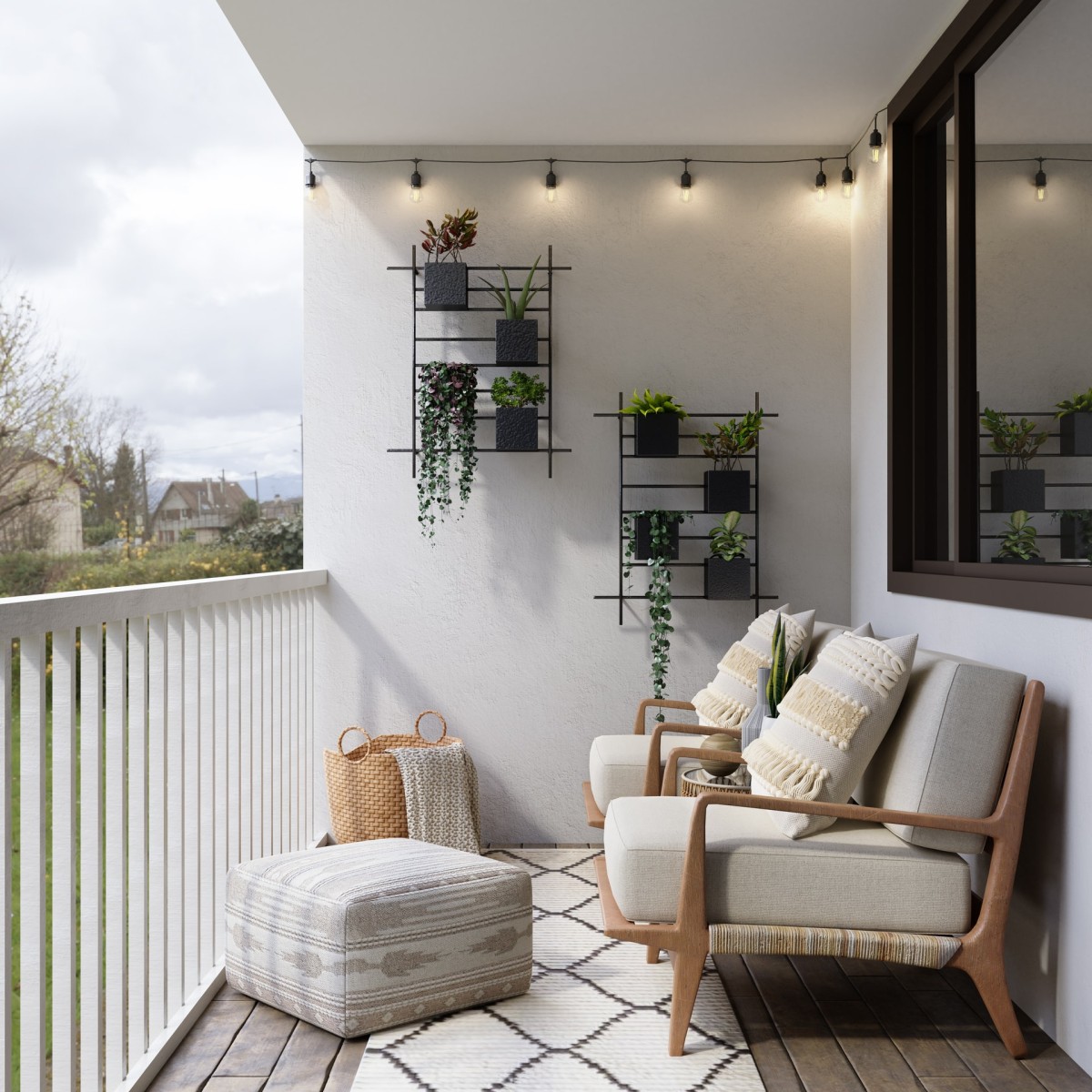 Una terraza con plantas