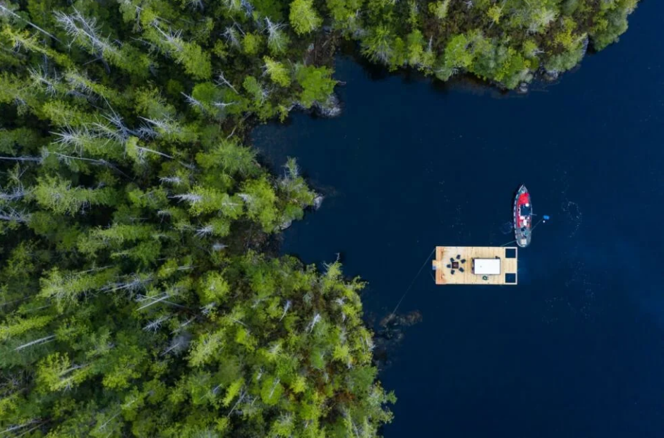 Vista aérea sauna flotante Aux Box
