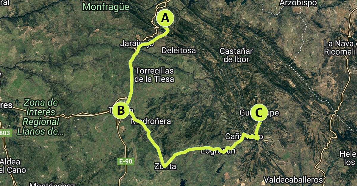 Mapa 2ª ruta Cáceres