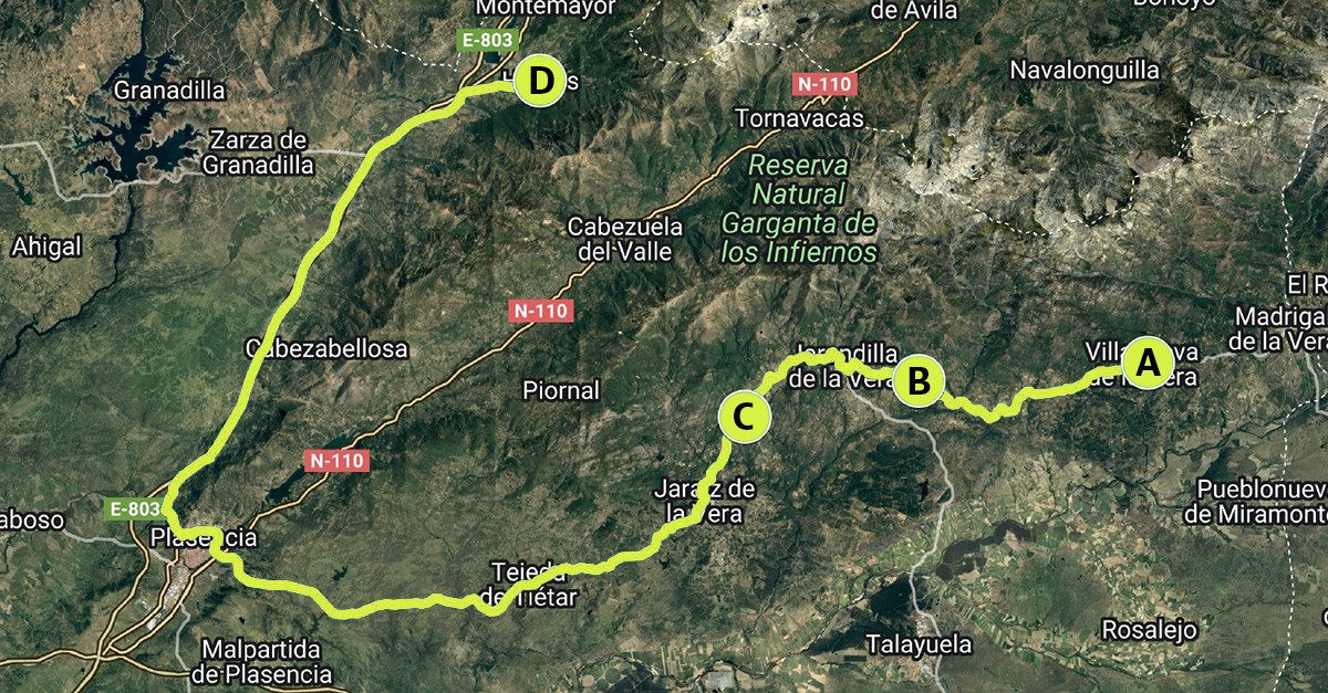 Mapa 1ª ruta Cáceres