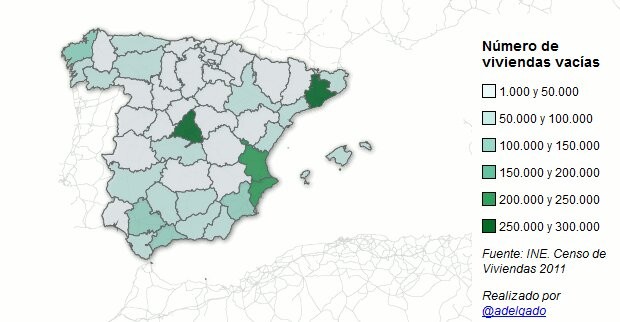 Mapa viviendas vacías en España