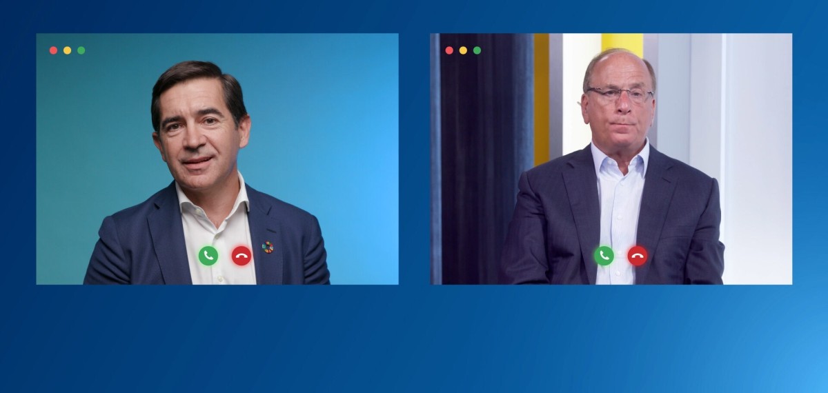 El presidente de BBVA, Carlos Torres Vila, y el consejero delegado de BlackRock, Larry Fink
