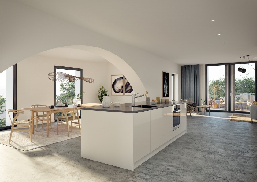 Cocina abierta con isla