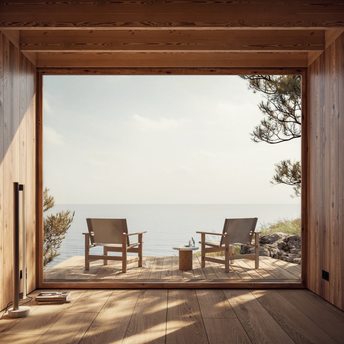 Terraza con butacas y vistas al mar