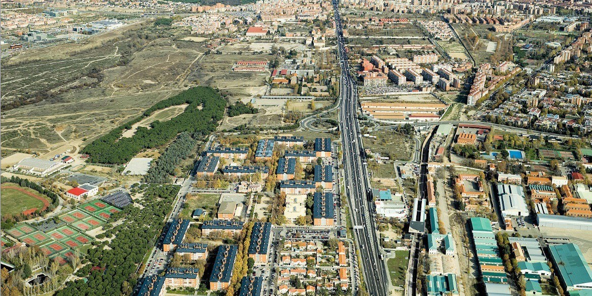 Vista aérea de la Operación Campamento en Madrid