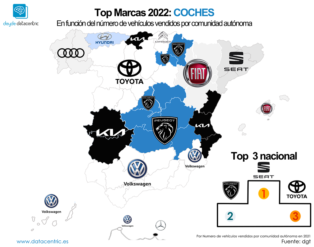 Mapa venta de coches por CCAA