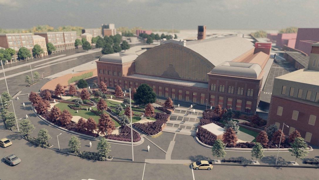 Proyección del resultado previsto de la remodelación de la marquesina histórica de Atocha