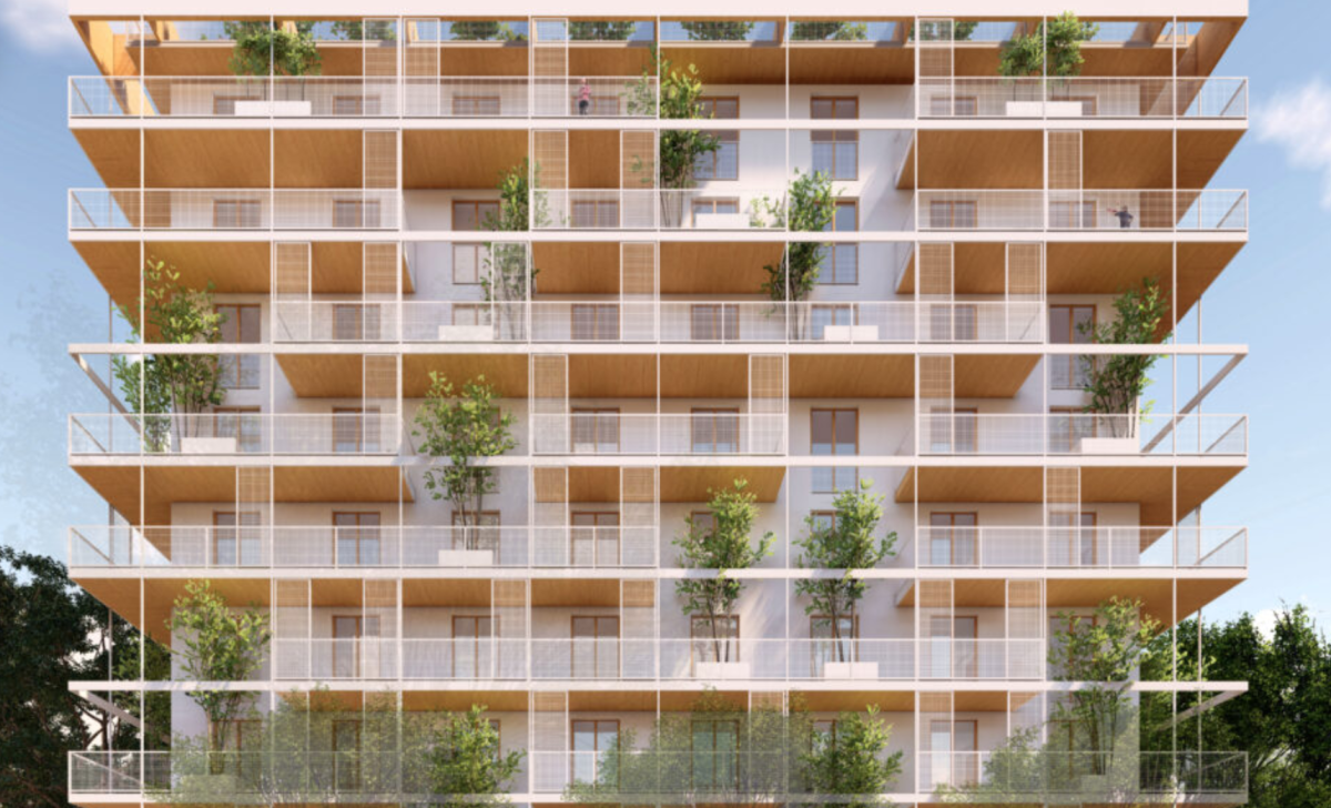 Edificio con cubierta verde en La Verneda i La Pau 